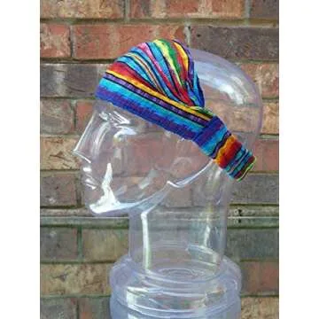 Extra Large 'Snug Fit' Headband Scarf Woven Cotton Elastic Jeweltones Emerald Green Turquoise Blue