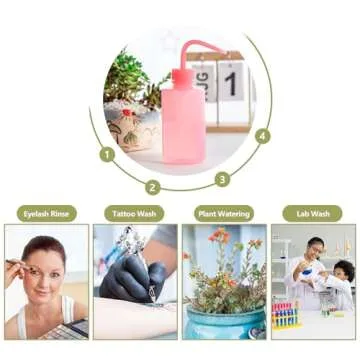 Melphoe Tattoo Wash Bottle Squeeze 3Pcs 250ml Squirt Bottle Succulent Watering Can, Safety Rinse Squeeze Water Lash Medical Lab Washing, Tattoo Supplies (Pink)