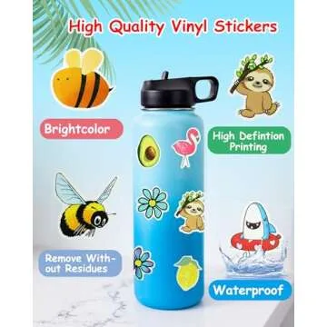 200Pcs Water Bottle Stickers for Kids, Cute Stickers for Water Bottles, Vinyl Waterproof Stickers Aesthetic Laptop Sticker Pack Classroom Prizes Skateboard Stickers for Kids Teens Girls Students