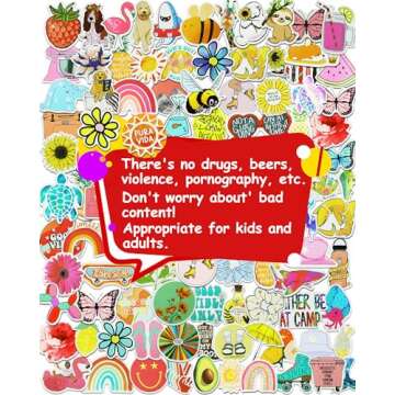 200Pcs Water Bottle Stickers for Kids, Cute Stickers for Water Bottles, Vinyl Waterproof Stickers Aesthetic Laptop Sticker Pack Classroom Prizes Skateboard Stickers for Kids Teens Girls Students