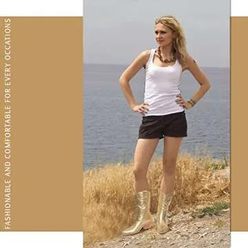 Kalstage Cowboy Boots for Women Retro High Heels Design