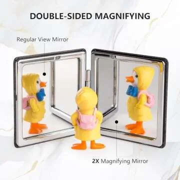 MIRORA Compact Mirror, 1x/2x Magnifying Foldable Cosmetic Mirror, Portable Travel Mirror for Pocket and Purses, Singer Merch Compact Mirror for Fans (Black)