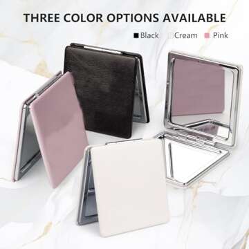 MIRORA Compact Mirror, 1x/2x Magnifying Foldable Cosmetic Mirror, Portable Travel Mirror for Pocket and Purses, Singer Merch Compact Mirror for Fans (Black)