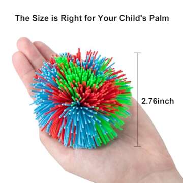 Hibery 5 Pack Monkey Stringy Balls, Great Sensory Toys Stress Balls, Rainbow Pom Bouncy Balls Games 90s Toys Fun Party Favor