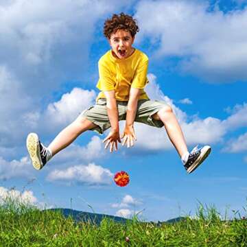 Hibery 5 Pack Monkey Stringy Balls, Great Sensory Toys Stress Balls, Rainbow Pom Bouncy Balls Games 90s Toys Fun Party Favor