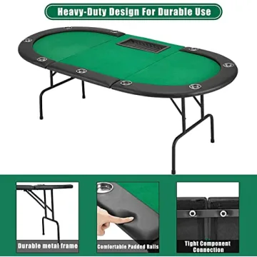 ECOTOUGE Poker Table for 10 Players - Foldable & Portable