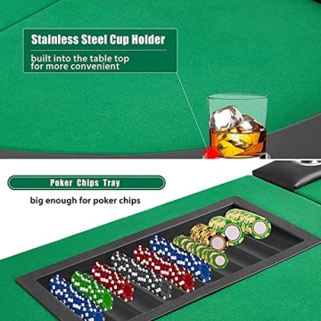ECOTOUGE Poker Table for 10 Players - Foldable & Portable
