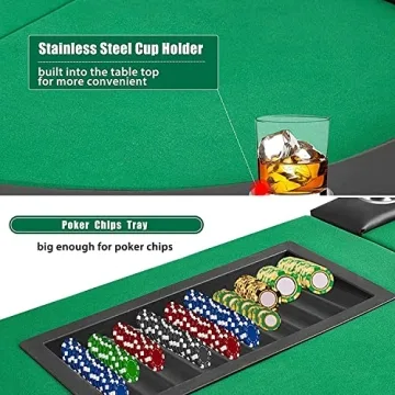 ECOTOUGE Poker Table for 10 Players - Foldable & Portable