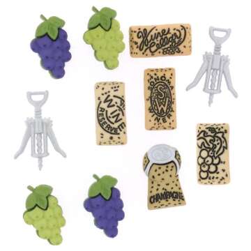 Dress It Up The Vinyard Collection - Buttons Buttons and Embellishments - 11 Pieces - Uncorked