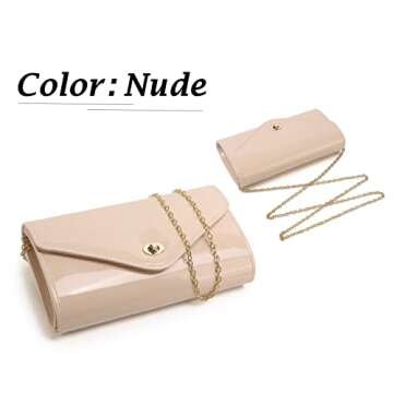 MUDUO Patent leather envelope purse Shiny candy women's evening purse handbag for Concert Prom Party...