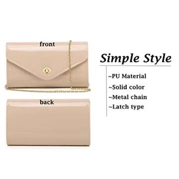 MUDUO Patent leather envelope purse Shiny candy women's evening purse handbag for Concert Prom Party Present Handbag Purse (nude)