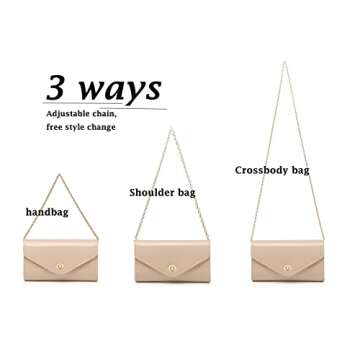 MUDUO Patent leather envelope purse Shiny candy women's evening purse handbag for Concert Prom Party Present Handbag Purse (nude)