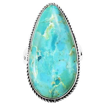 Elegant Turquoise Ring in Sterling Silver 925 - Unique Style