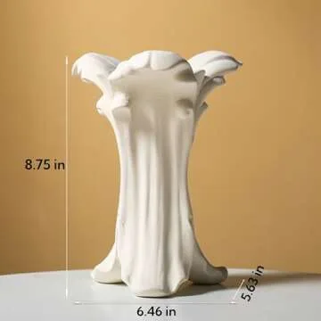 Tranquil Modern White Ceramic Waves Vase for Elegance