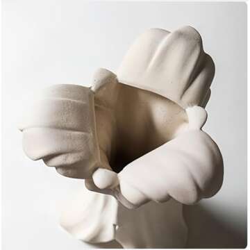 Tranquil Modern White Ceramic Waves Vase for Elegance