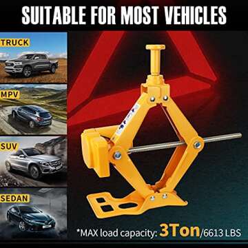 E-HEELP Electric Car Jack 3 Ton 12V Scissor Car Jack Electric with Impact Wrench and Inflator Electr...