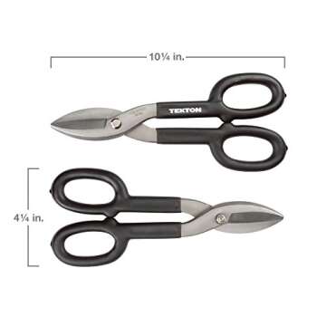 TEKTON 10-Inch Straight Tin Snips for Precision Cutting