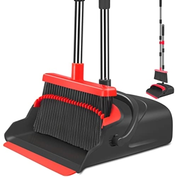 Kelamayi Broom and Dustpan Set - Adjustable Height, Eco-Friendly Design, Self-Cleaning!