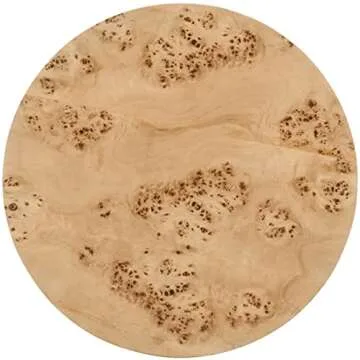 Meridian Furniture 270-E Burl Collection Mid-Century Modern End Table with Ash Burl Wood, Curved Art Deco Design, 18" W x 18" D x 18" H, Natural