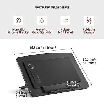 AFOOYO Extra Large Tablet Stand Adjustable Digital Drawing Tablet Holder Desktop Foldable Compatible with iPad,Fire HD,Galaxy Tab,Surface Pro,Graphics Tablet and More,Fit 7-23.8 inch