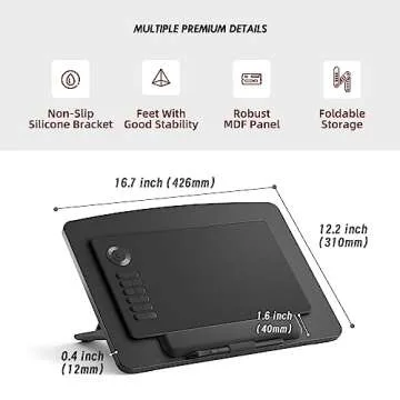 AFOOYO Extra Large Tablet Stand Adjustable Digital Drawing Tablet Holder Desktop Foldable Compatible with iPad,Fire HD,Galaxy Tab,Surface Pro,Graphics Tablet and More,Fit 7-23.8 inch