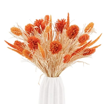 WESAIL Artificial Husk Thistle Bush Flowers - Autumn Faux Floral Beauty for Home Decor