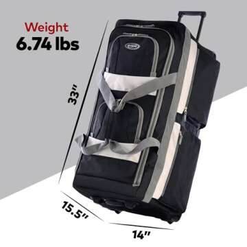 Olympia U.S.A. 33 inch Jumbo Size 8 Pockets Wheeled Rolling Duffel Bag Water Resistant Luggage Light...