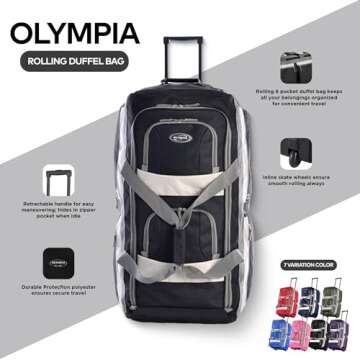 Olympia Wheeled Duffel Bag 33" - Stylish Travel Companion