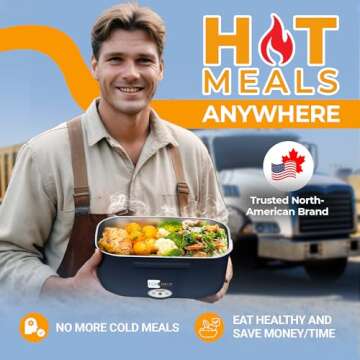 FORABEST Electric Lunch Box for Adults, 1.5L 80W Leakproof Heated Lunch Box | 12/24/110/220V Portabl...