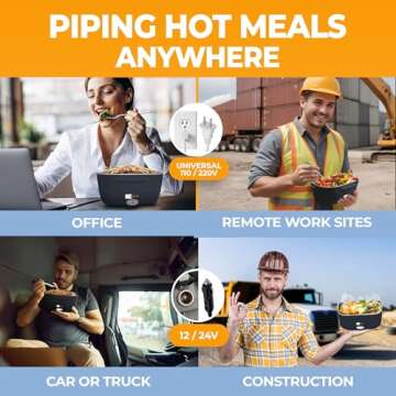 FORABEST Electric Lunch Box for Adults, 1.5L 80W Leakproof Heated Lunch Box | 12/24/110/220V Portable Food Warmer for Car, Truck, Office with 47" Power Cords and Thermal Bag, Lonchera Para Trabajo