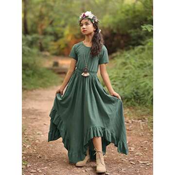 Girls Kids Elegant Flower Girl Maxi Dress Size 6 with Lace Back