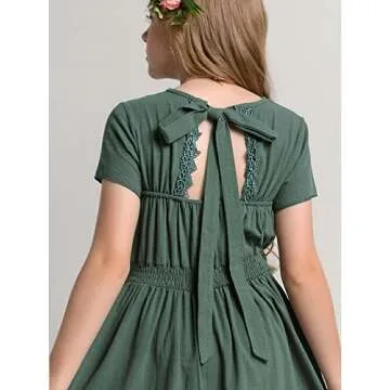 Girls Flower Girl Backless Long Boho Maxi Dress