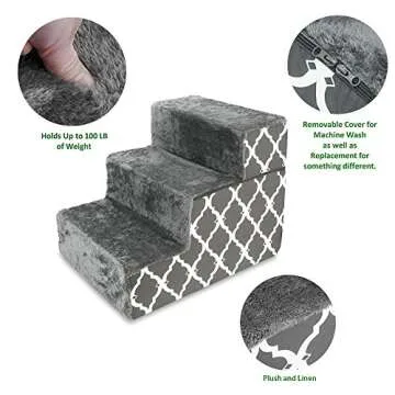 Foldable Foam Pet Steps for Small Dogs & Cats - 3-Step