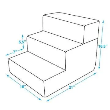 Foldable Foam Pet Steps for Small Dogs & Cats - 3-Step