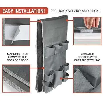 Classic Design – Dorm and office Double Over the Fridge Caddy Organizer, 11 Pocket Storage and Pap...