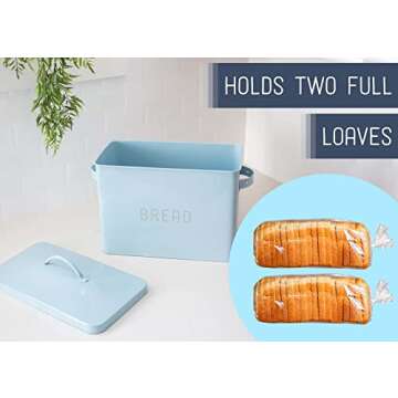 Stylish Nat & Jules Blue Metal Bread Box for Baked Goods
