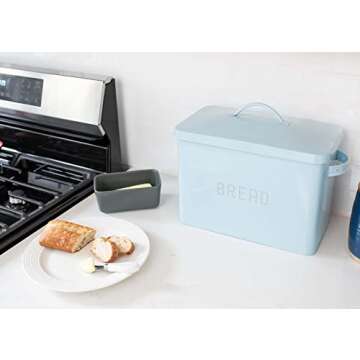 Stylish Nat & Jules Blue Metal Bread Box for Baked Goods