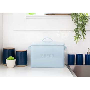 Stylish Nat & Jules Blue Metal Bread Box for Baked Goods