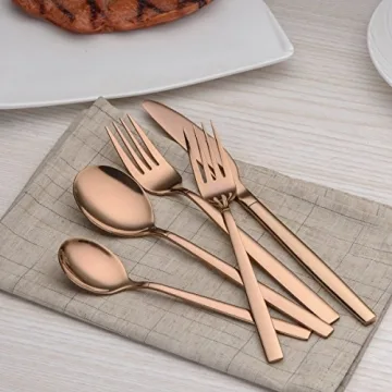 Berglander 20 Piece Titanium Rose Gold Flatware Set