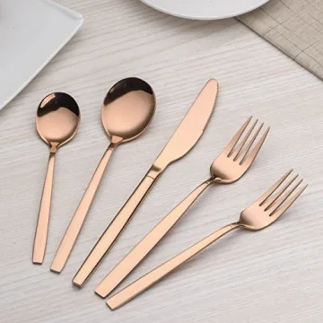 Berglander 20 Piece Titanium Rose Gold Flatware Set