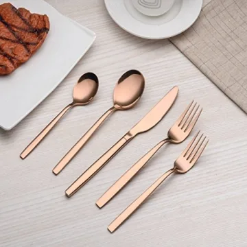Berglander 20 Piece Titanium Rose Gold Flatware Set