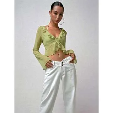 Elegant Open Front Ruffle Blouse for Women - SOFIA'S CHOICE