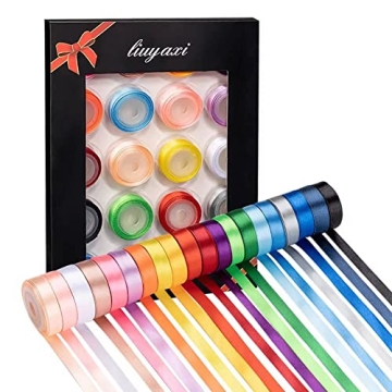 LIUYAXI Double Faced Satin Ribbon Set for Creative Projects