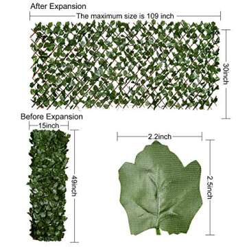 DearHouse Expandable Fence Privacy Screen for Balcony Patio Outdoor Decorative Ivy Fencing Panel, Ar...