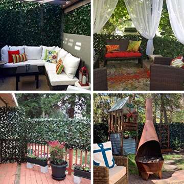 DearHouse Expandable Fence Privacy Screen for Balcony Patio Outdoor Decorative Ivy Fencing Panel, Artificial Hedges Leaf Fence (90x33 Inch)