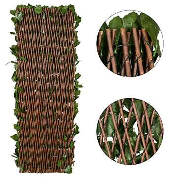 DearHouse Expandable Fence Privacy Screen for Balcony Patio Outdoor Decorative Ivy Fencing Panel, Artificial Hedges Leaf Fence (90x33 Inch)