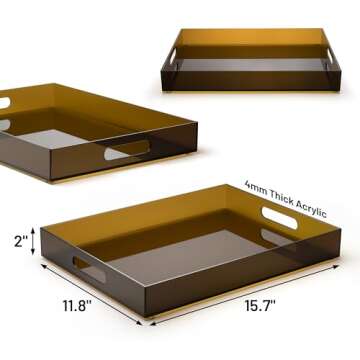 ATZYmolin Large Acrylic Serving Tray for Home & Events