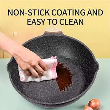 Woo Boreine Nonstick Deep Frying Pan Saute Pan with Glass Lid,Non-Stick Medical Stone Coating from Germany (12inch, dark grey)