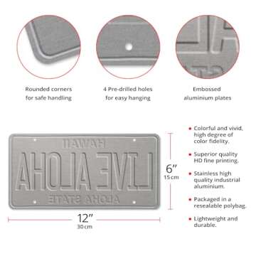Pacifica Island Art Live Aloha - Retro Vintage Hawaiian Embossed Aluminum License Plate - Aloha Hawa...