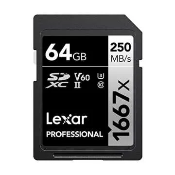 Lexar 64GB Professional 1667x SDXC Memory Card, UHS-II, C10, U3, V60, Full-HD & 4K Video, Up To 250MB/s Read, for Professional Photographer, Videographer, Enthusiast (LSD64GCBNA1667)